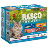 Kapsičky RASCO Premium Cat Pouch Sterilized - 3x losos, 3x treska, 3x kačica, 3x morka