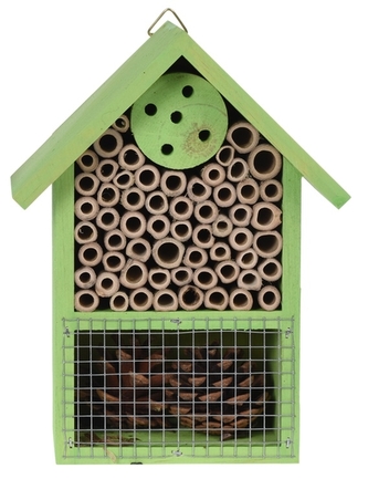 Dřevěný hmyzí hotel 15x8x20 cm, zelený