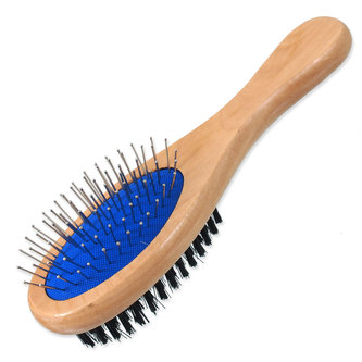 Kartáč DOG FANTASY s hroty a nylonem oboustranný dřevěný M 21 cm