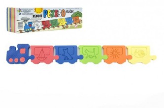 Vodolepky Pěnové dílky pexeso vlak 21ks 30x7,5x8,5cm