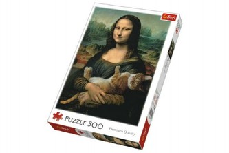 Puzzle Mona Lisa s mačkou 500 dielikov 48x34cm v krabici 40x27x4, 5cm