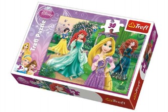 Puzzle Locika, Merida, Ariel a Sněhurka Princezny Disney 27x20cm 30 dílků v krabičce 21x14x4cm