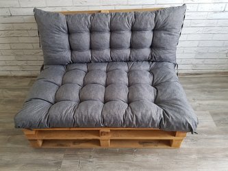 Paletové prošívané sezení PIETRO SET - sedák 120x80 cm, opěrka 120x40 cm, barva šedá, Mybesthome Paletové prošívané sezení PIETRO SET - sedák 120x80 cm, opěrka 120x40 cm, barva šedá, Mybesthome