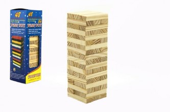 Hra Jenga věž přírodní dřevo 48ks hlavolam v krabičce 7x23x7cm