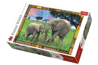 Puzzle Savana Sloni 3000 dílků 116x85cm v krabici 40x27x9cm