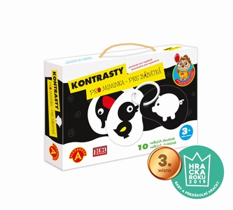 Kontrasty pre bábätká poznávanie pre najmenších 10ks doštičiek v krabici 28x19x5cm 3m+