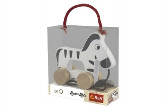 Zebra na kolieskach as povrázkom drevená Wooden Toys v krabici 15x16x6cm 12m+