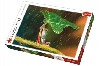 Puzzle Žába s listem 500 dílků 48x34cm v krabici 40x27x4,5cm