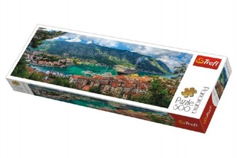 Puzzle Kotor, Montenegro panorama 500 dílků 66x23,7cm v krabici 40x13x4cm