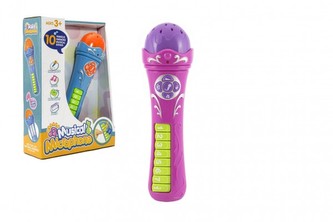 Mikrofón s nahranými pesničkami plast 25cm na batérie so zvukom v krabici 19x27x6cm