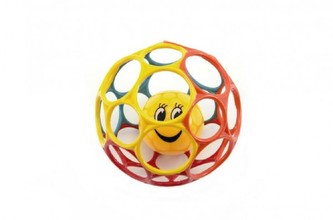 Loptička s hrkálkou mačkací mäkký plast 12cm 6m+