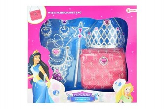 Sada krásy princezna korunka+kabelka+doplňky plast v krabici 31x28x6cm
