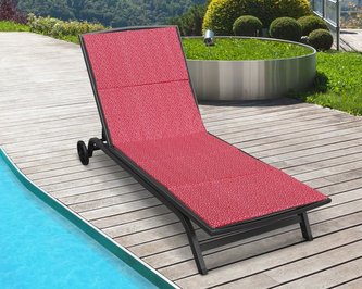 Polstr na plážové lehátko - potah na zip - červená kytička - 55x195 cm