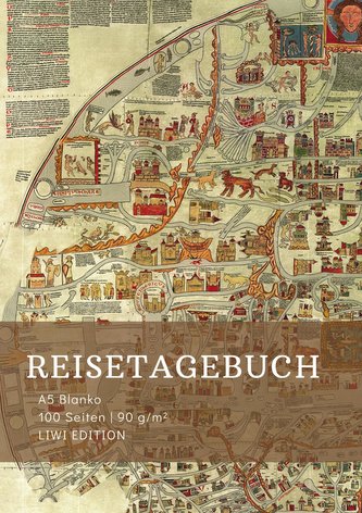 Reisetagebuch zum Selberschreiben - A5 blanko - 100 Seiten 90g/m² - Soft Cover - Motiv Ebstorfer Weltkarte - Papier aus verantwortungsvoller Forstwirtschaft