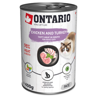 Konzerva ONTARIO Cat Chicken, Turkey, Salmon Oil
