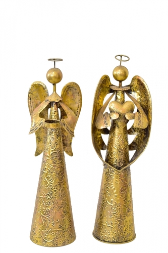 Sada 2 ks zlatých plechových andílků