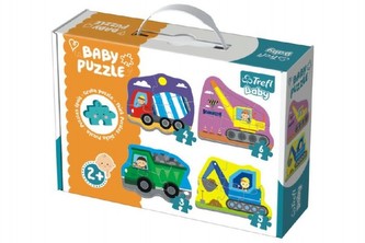 Puzzle baby Stavebné Autá 4ks v krabici 27x19x6cm 2+