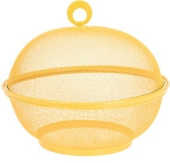 Dvojitý kovový kryt na potraviny žlutý 25x19 cm