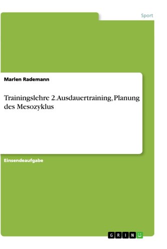Trainingslehre 2. Ausdauertraining, Planung des Mesozyklus