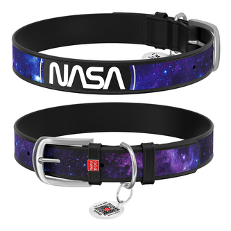 Waudog obojek kožený NASA21 černý (27-36cm/1,5cm)
