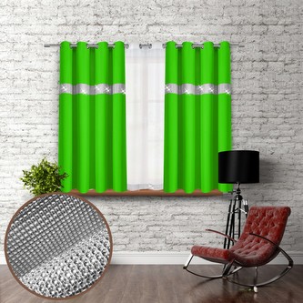 Dekoračný krátky záves so zirkónmi s kruhmi GLORY 160 svetlo zelená 140x160 cm (cena za 1 kus) MyBestHome
