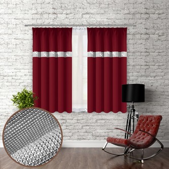 Dekorační závěs se zirkony s řasící páskou GLAM 160 vínová 140x160 cm (cena za 1 kus) MyBestHome