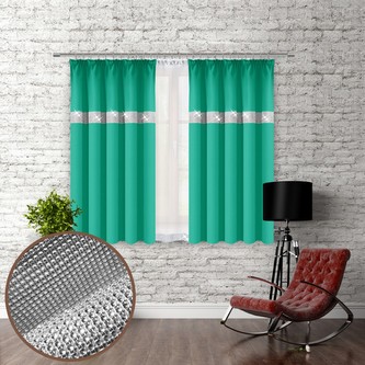 Dekorační závěs se zirkony s řasící páskou GLAM 160 mořská zelená 140x160 cm (cena za 1 kus) MyBestHome