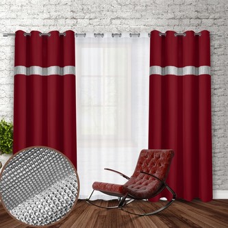 Dekorační závěs se zirkony s kruhy GLORY 250 vínová 140x250 cm (cena za 1 kus) MyBestHome