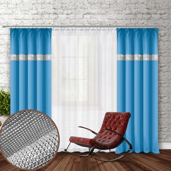 Dekorační závěs se zirkony s řasící páskou GLAM 250 světle modrá 140x250 cm (cena za 1 kus) MyBestHome