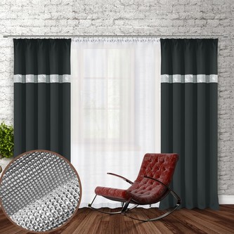 Dekorační závěs se zirkony s řasící páskou GLAM 250 grafitová 140x250 cm (cena za 1 kus) MyBestHome