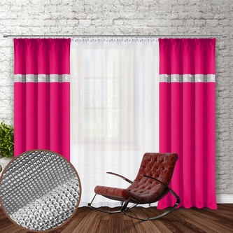 Dekorační závěs se zirkony s řasící páskou GLAM 250 tmavě růžová 140x250 cm (cena za 1 kus) MyBestHome