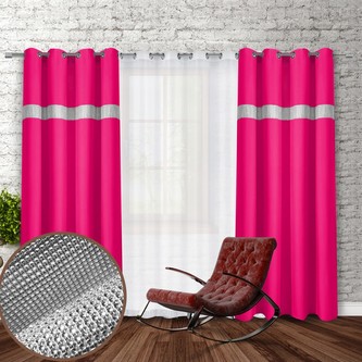 Dekorační závěs se zirkony s kruhy GLORY 250 tmavě růžová 140x250 cm (cena za 1 kus) MyBestHome