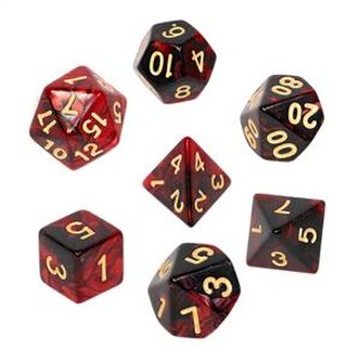 Komplet kości REBEL RPG - Dwukolorowe - Karminowo-czarne