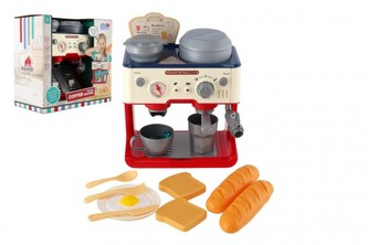 Kávovar presovač plast 26x25cm na batérie so zvukom vypúšťajúci paru v krabici 28x27x15cm