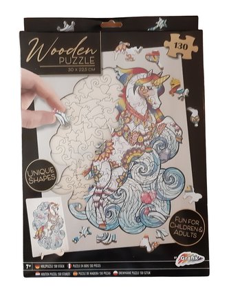 Drevené puzzle - Unikátne tvary Jednorožec 130 dielikov