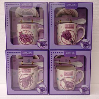 Hrnek se lžičkou puget levandule