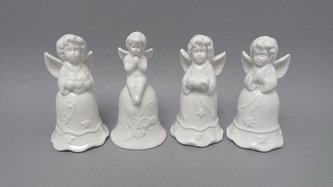 Anděl zvonek bílý glazovaný