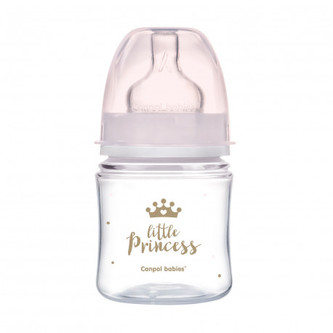 Canpol babies Fľaša so širokým hrdlom ROYAL BABY 120ml ružová