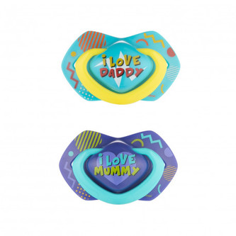 Canpol babies Set symetrických silikónových cumlíkov Light touch 6-18m NEON LOVE modrý