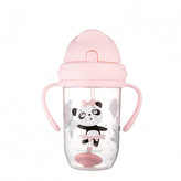 canpol babies Nevylievací hrnček so slamkou a závažím EXOTIC ANIMALS 270ml ružový