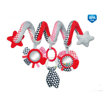 Canpol babies Plyšová špirála do kočíka ZIG ZAG červená