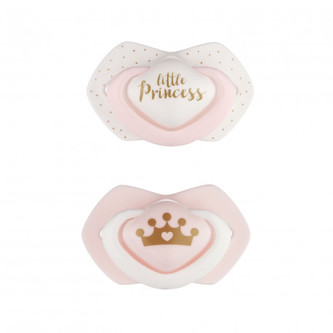 Canpol babies Set symetrických silikónových cumlíkov Light touch 0-6m ROYAL BABY ružový