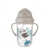 canpol babies Nevylievací hrnček so slamkou a závažím EXOTIC ANIMALS 270ml sivý
