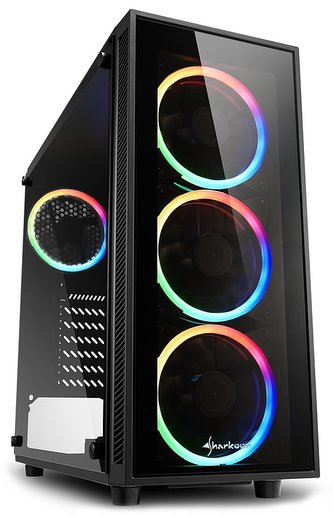 Sharkoon skriňa TG4 RGB / Middle Tower / 2x USB3.0 / priehľadná bočnica / ARGB LED / čierna