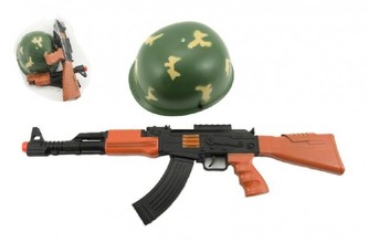 Pistole/Samopal + helma plast v síťce