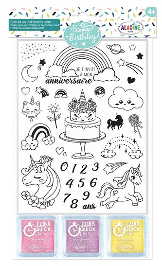 Pečiatky Aladine Stampo Birthday - jednorožce