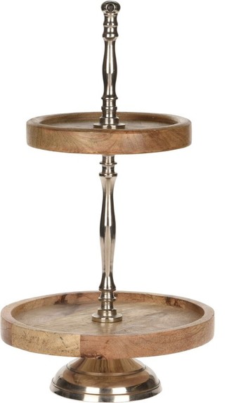 Etažér dvoupatrový mangové dřevo 36 cm