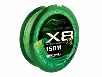 Pletená šňůra Shiro Silk X8, 150 m, průměr: 0,23 mm, zelená