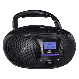Přehrávač Trevi, CMP 581 DAB BK, přenosný CD/MP3 přehrávač, přehrává CD-R/RW, digitální tuner s podporou příjmu DAB, DAB+, FM RSD, USB, AUX IN, síť/baterie