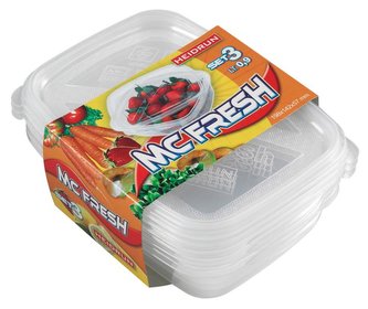 SADA 3 KS PLASTOVÝCH OBDÉLNÍKOVÝCH DÓZ Á 0,9L